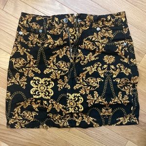 Top shop chain link print denim mini skirt